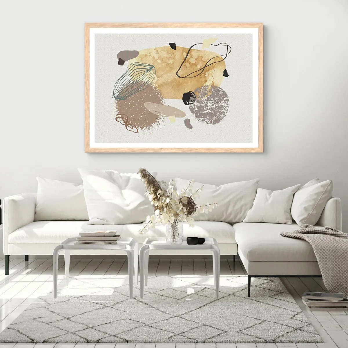 Poster în ramă de stejar deschis - Fluiditatea aplicată - 100x70 cm