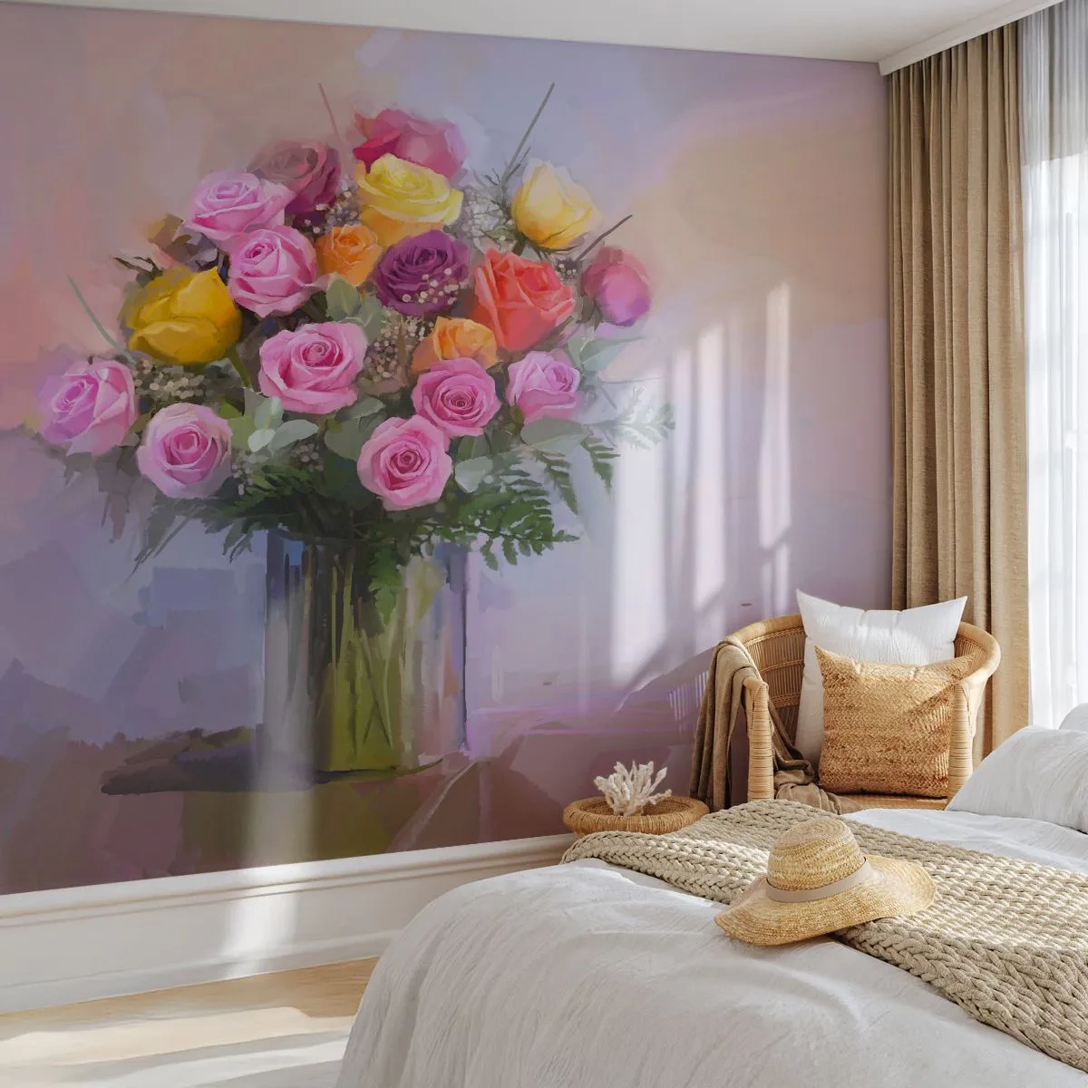 Tapet Premium Sand - Frumusețe reținută - Vaza cu flori, Buchet de flori, Bucată - 450x315 cm