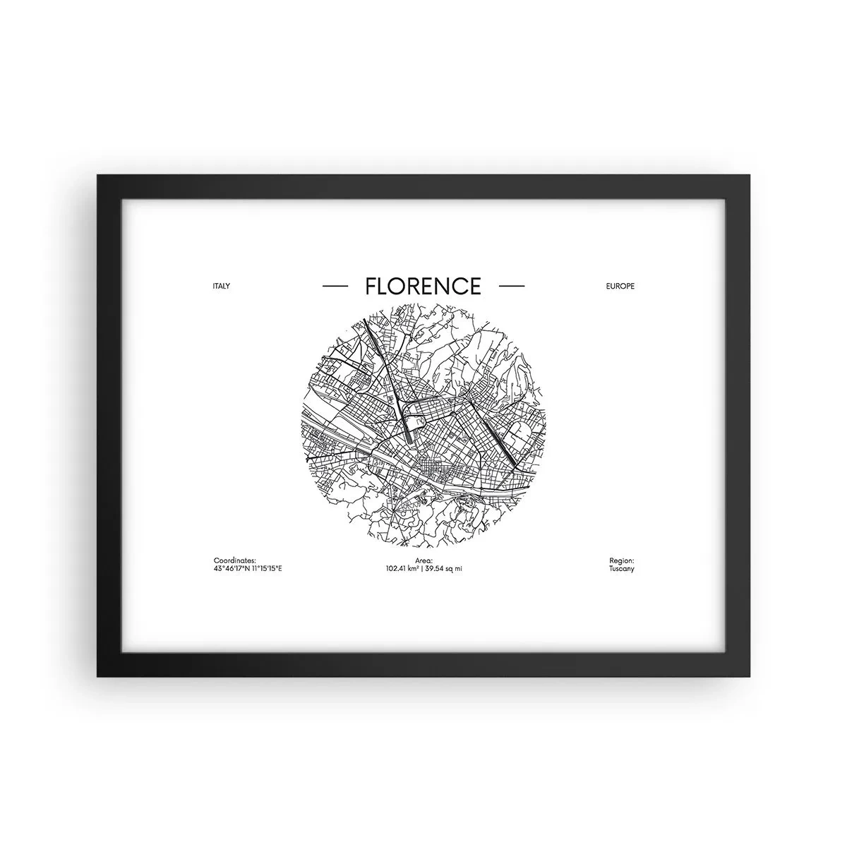 Poster în ramă neagră - Anatomia Florenței - 40x30 cm