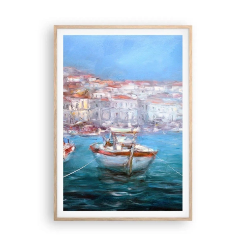 Poster în ramă de stejar deschis - Golful italian - 70x100 cm