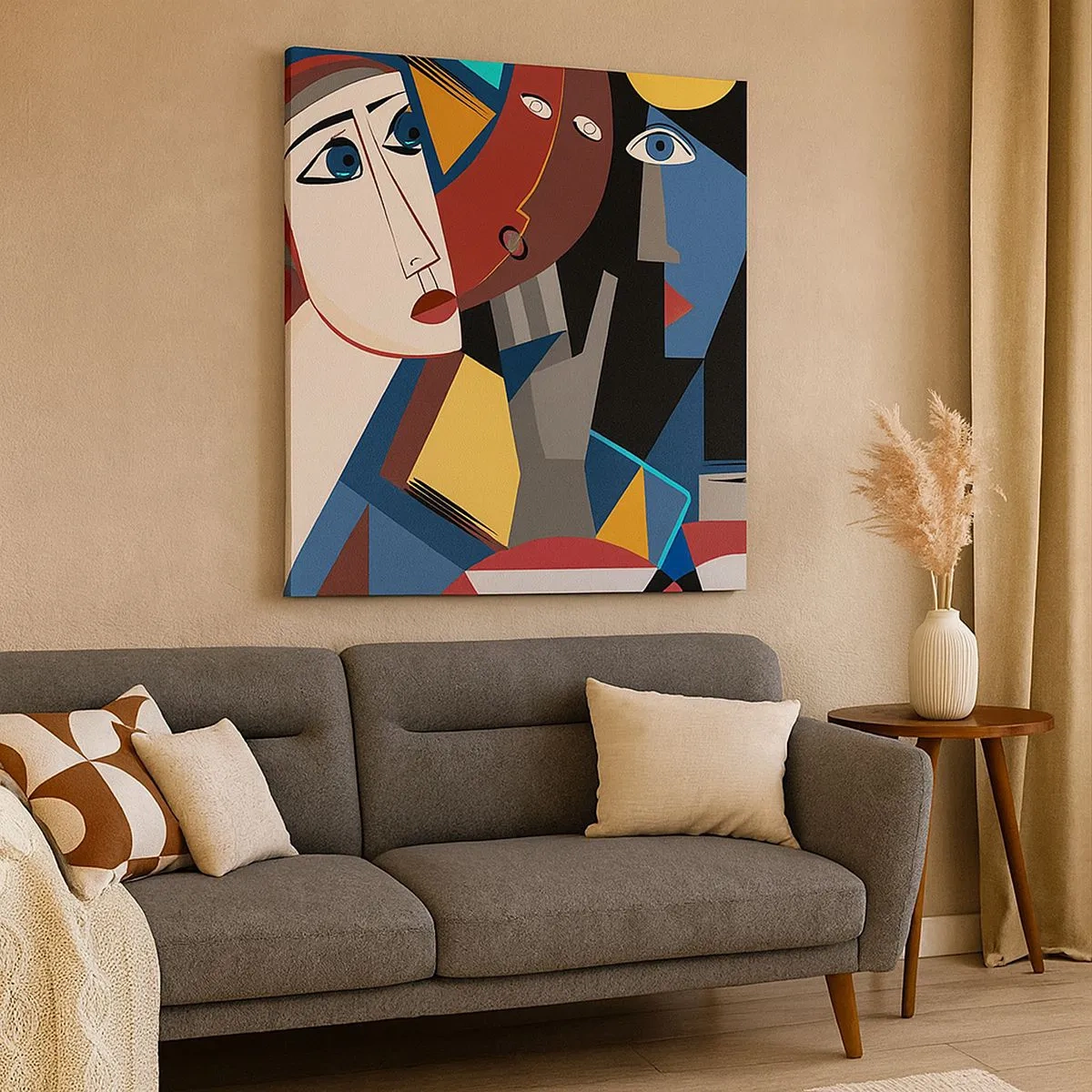 Tablou pe pânză - Discuția cubiștilor - 30x30 cm