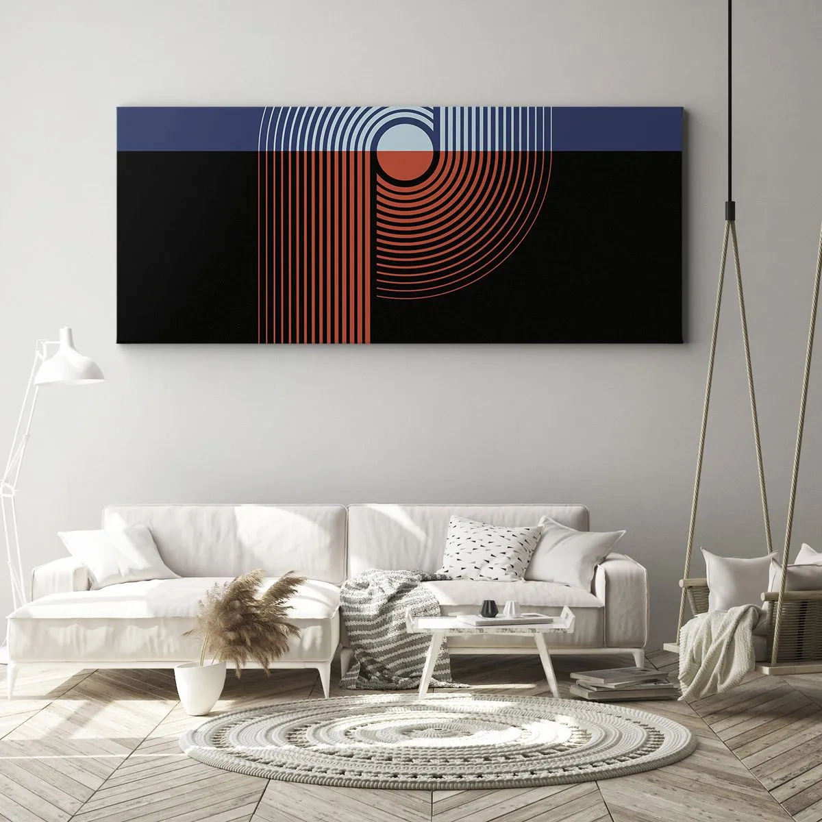 Tablou pe pânză - Într-o îmbrăţişare geometrică - 100x40 cm