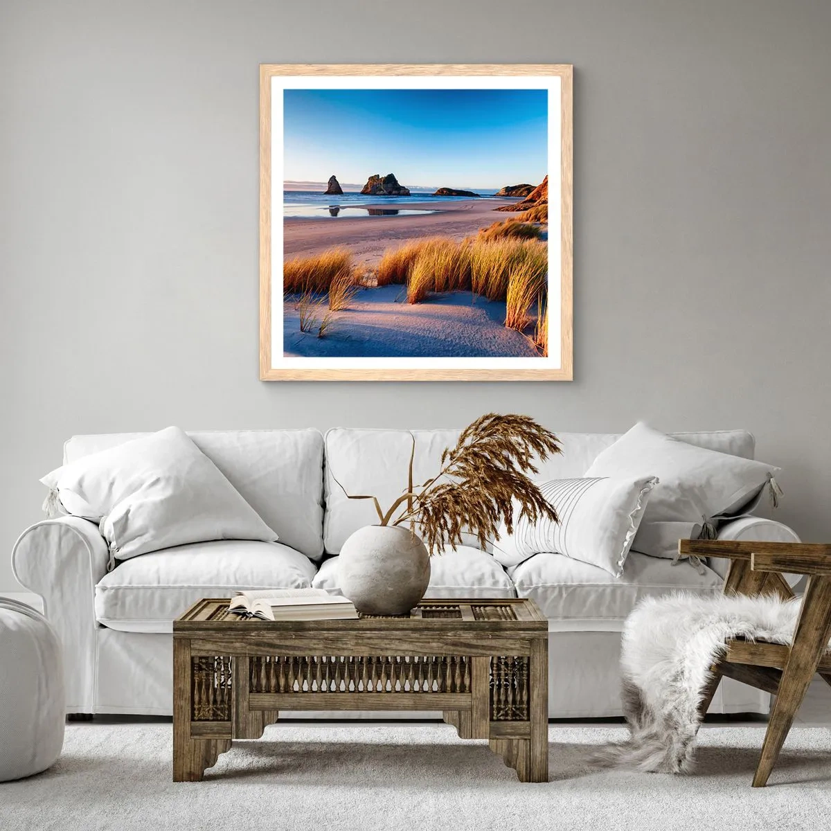 Poster în ramă de stejar deschis - Pentru cei care caută pacea - 60x60 cm