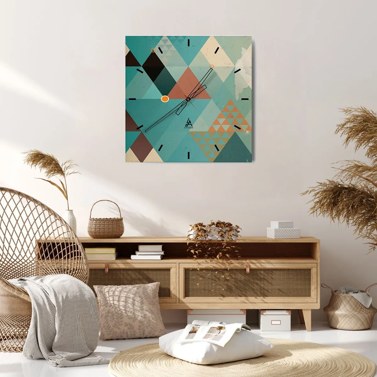 Ceas de perete - Ceas pe sticlă - Unitatea multiplicității, multiplicitatea unității - 30x30 cm