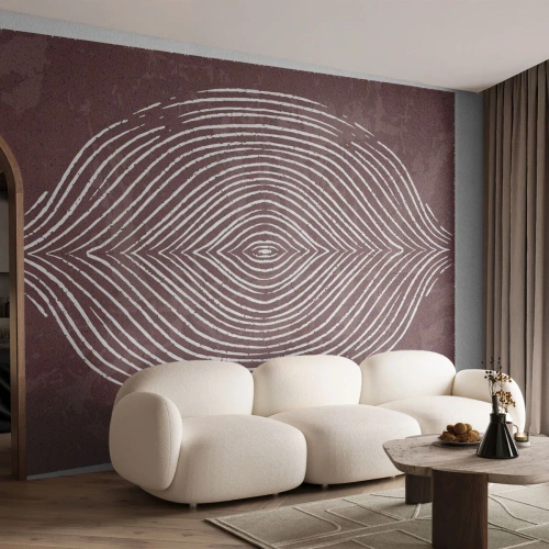 Tapet Standard Eco - Liniile concentrice în maro creează un model simetric - 100x70cm - Spațiul vorbește - Decorațiune modernă pentru perete pentru living și dormitor ARTTOR