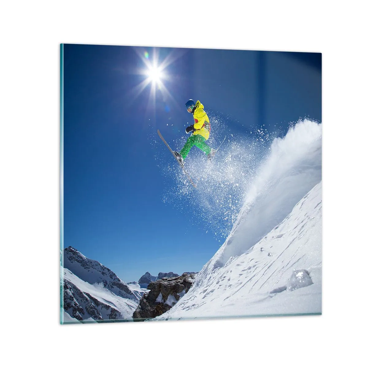 Tablou pe sticlă - Dansând cu munții - 70x70 cm