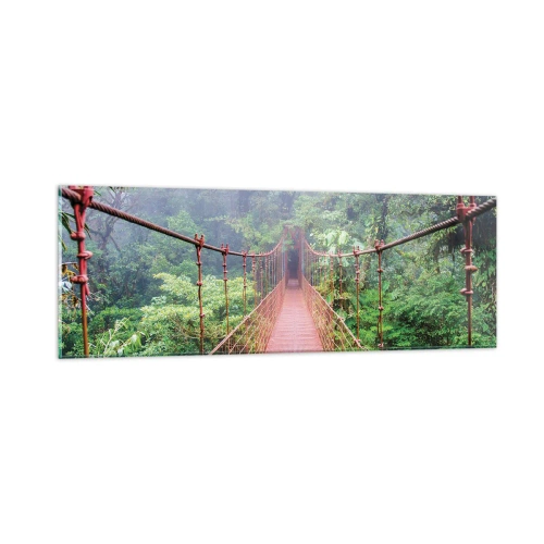 Tablou pe sticlă - Suspendat deasupra coroanelor arborilor - 90x30 cm