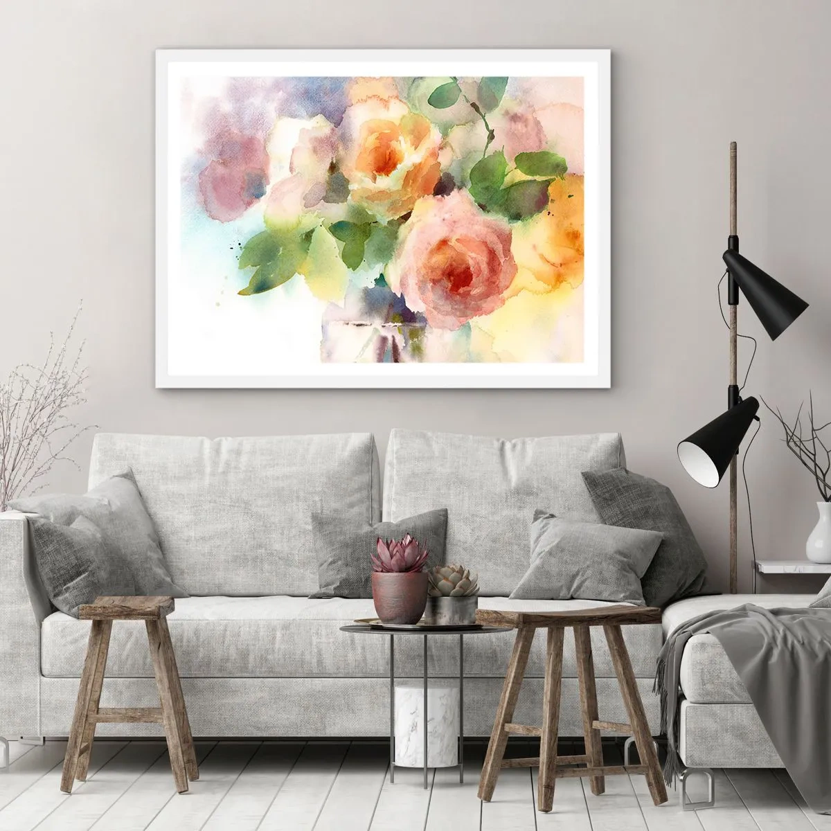 Poster în ramă albă - Delicat ca o acuarelă - 100x70 cm