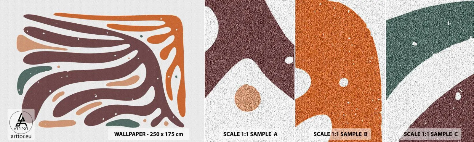 Mostră tapet autocolant Deluxe Sticker - Compoziție organică radială - Boho, Minimalism, Bucată - 100x30 cm