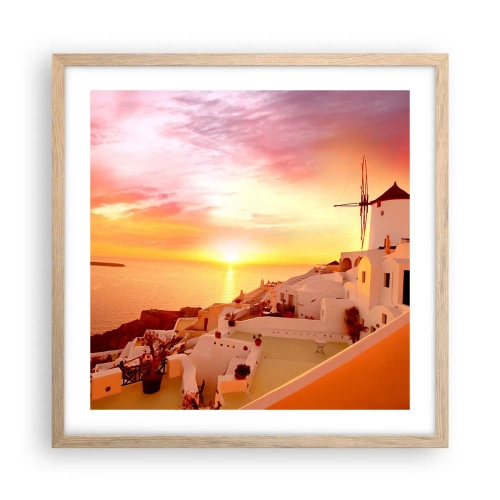 Poster în ramă de stejar deschis - Dizolvându-se în alb și auriu - 50x50 cm