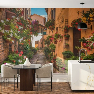 Tapet Premium Sand - Străduță italiană - Oraș, Flori, Arhitectură - 500x350 cm
