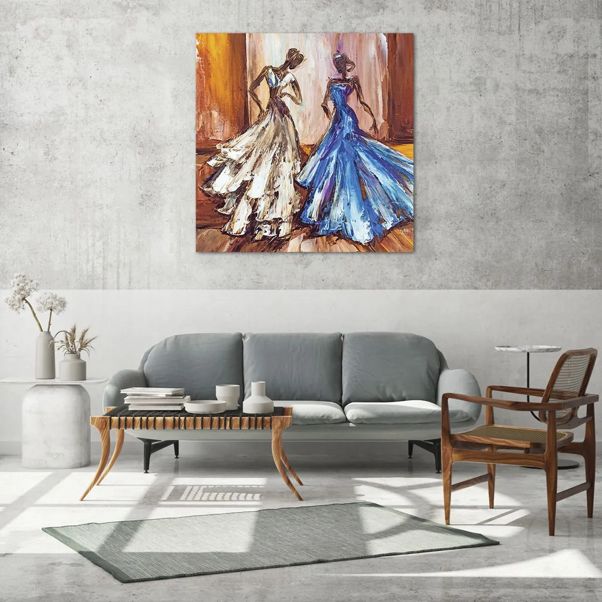 Tablou pe sticlă - Duetul fermecător - 40x40 cm