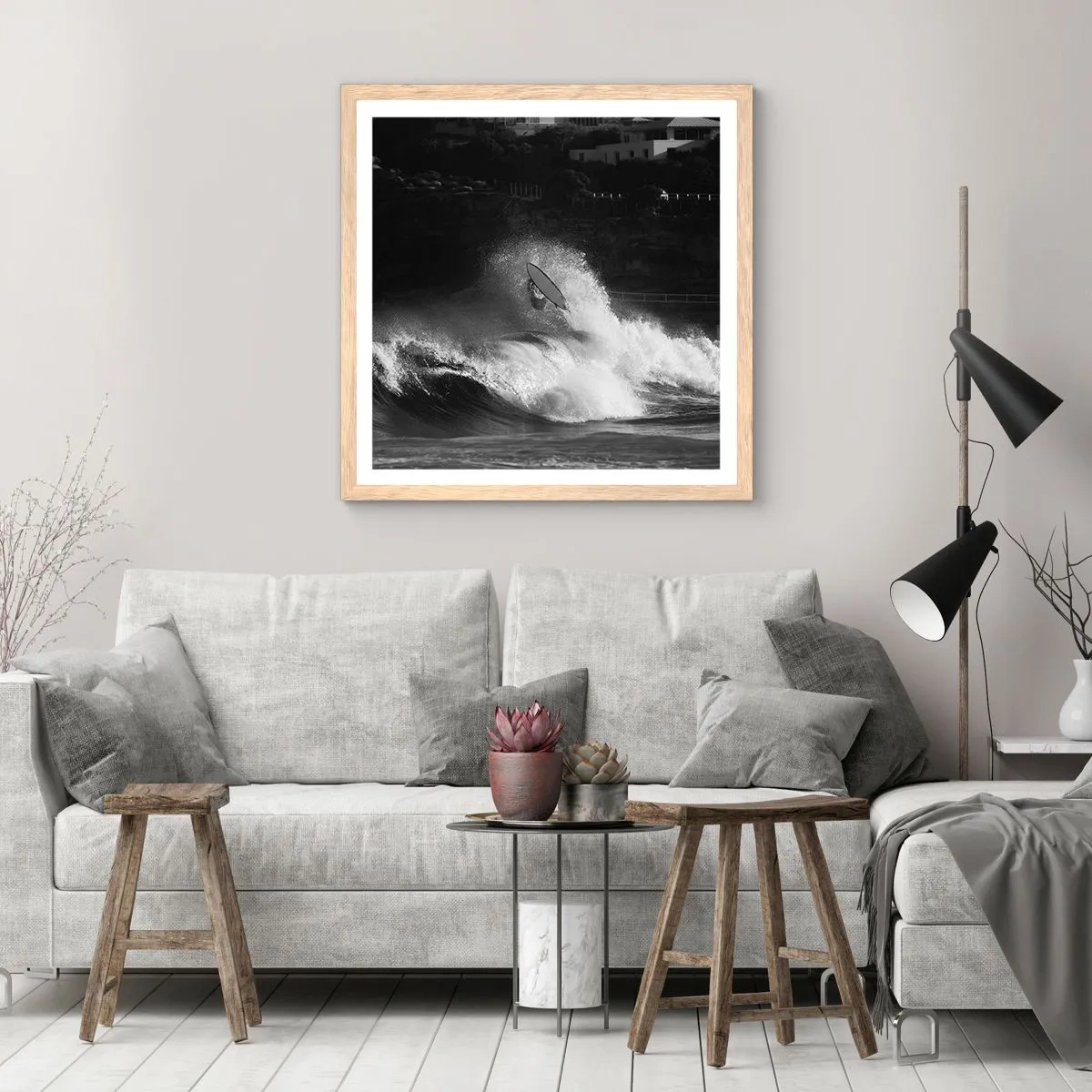 Poster în ramă de stejar deschis - Provocare acceptată! - 60x60 cm