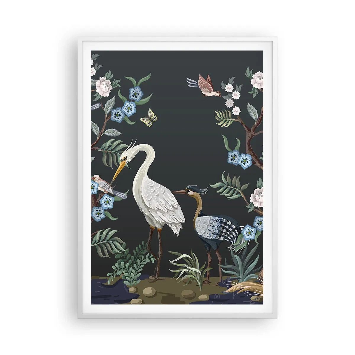 Poster în ramă albă - Parada păsărilor - 70x100 cm
