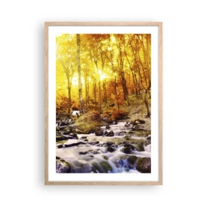 Poster în ramă de stejar deschis - Pietre montate în aur și platină - 50x70 cm