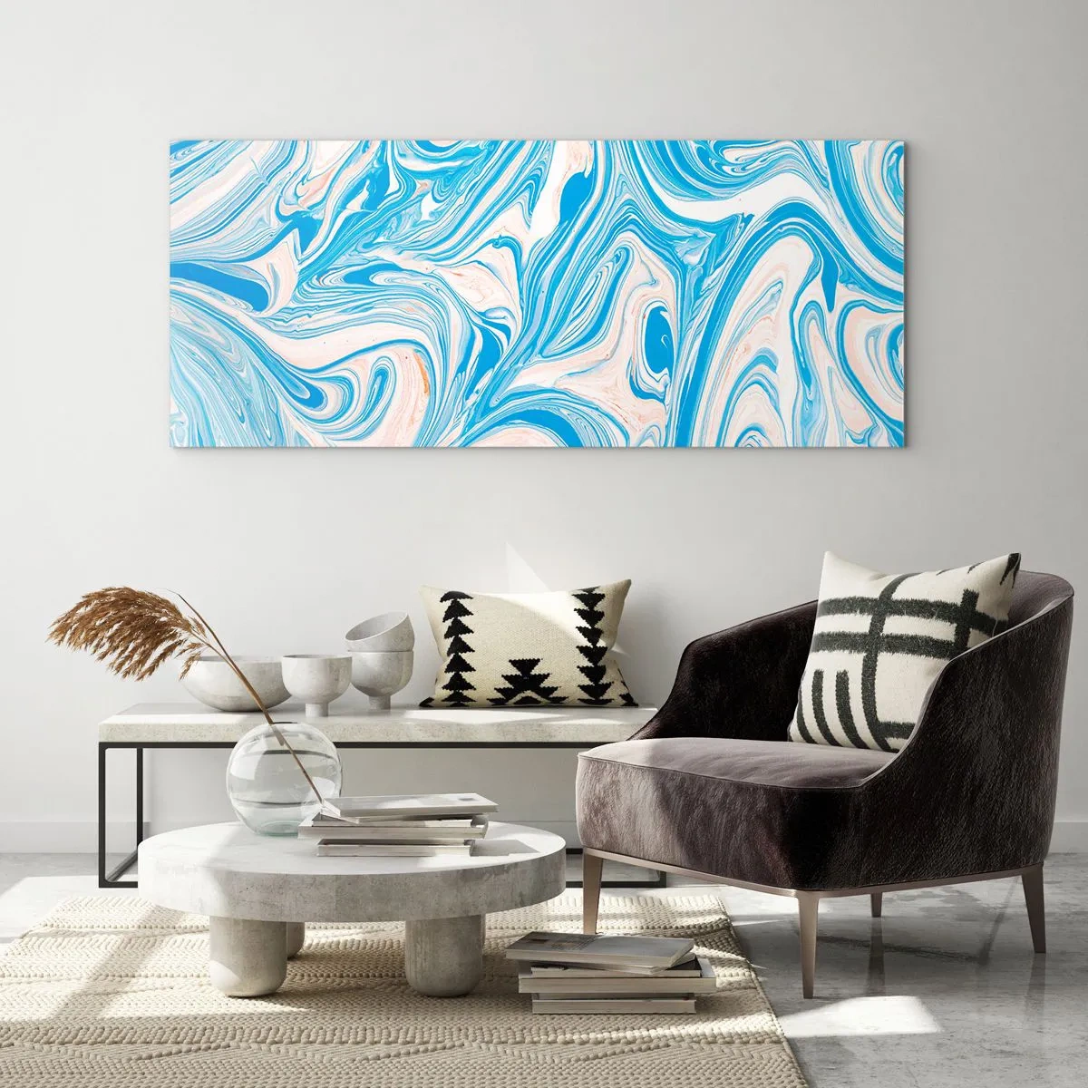 Tablou pe sticlă - Splash în turcoaz - 140x50 cm
