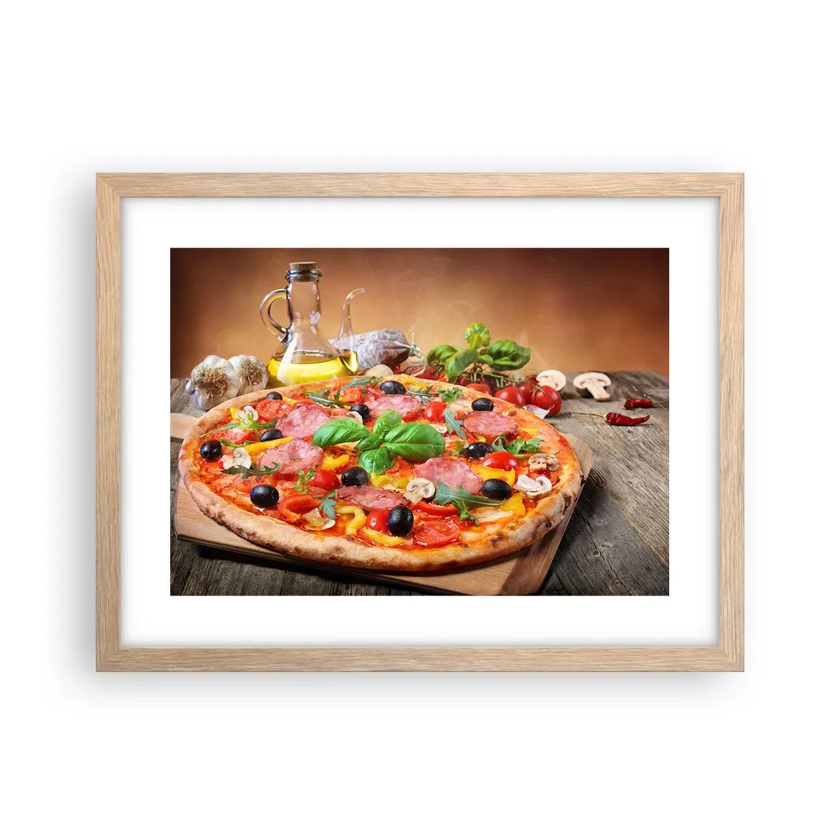 Poster în ramă de stejar deschis - Cu o adevărată aromă italiană - 40x30 cm