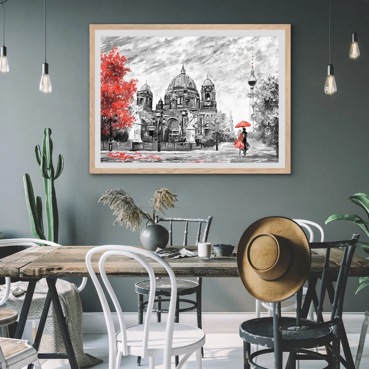 Poster în ramă de stejar deschis - Reuniune în Berlin - 100x70 cm