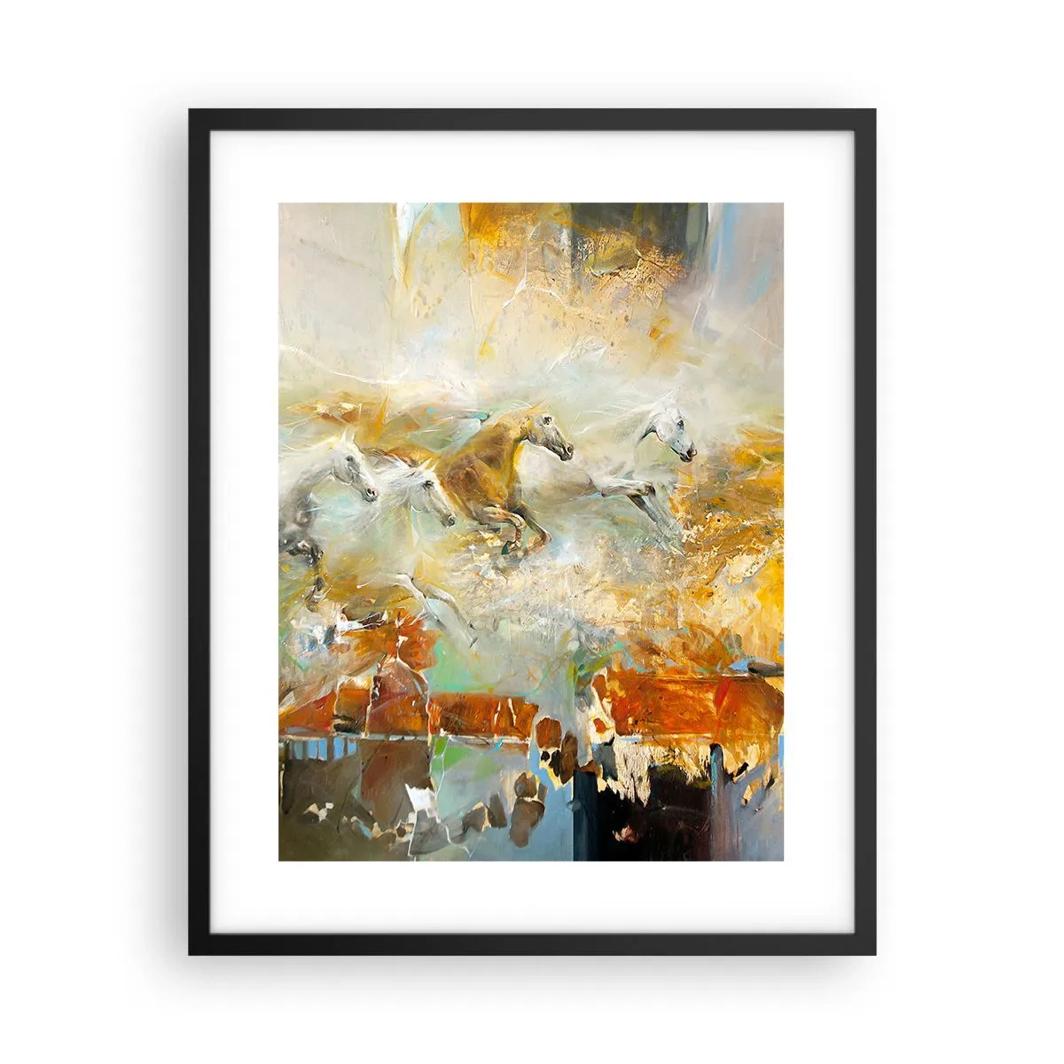 Poster în ramă neagră - Galopând prin lumină - 40x50 cm