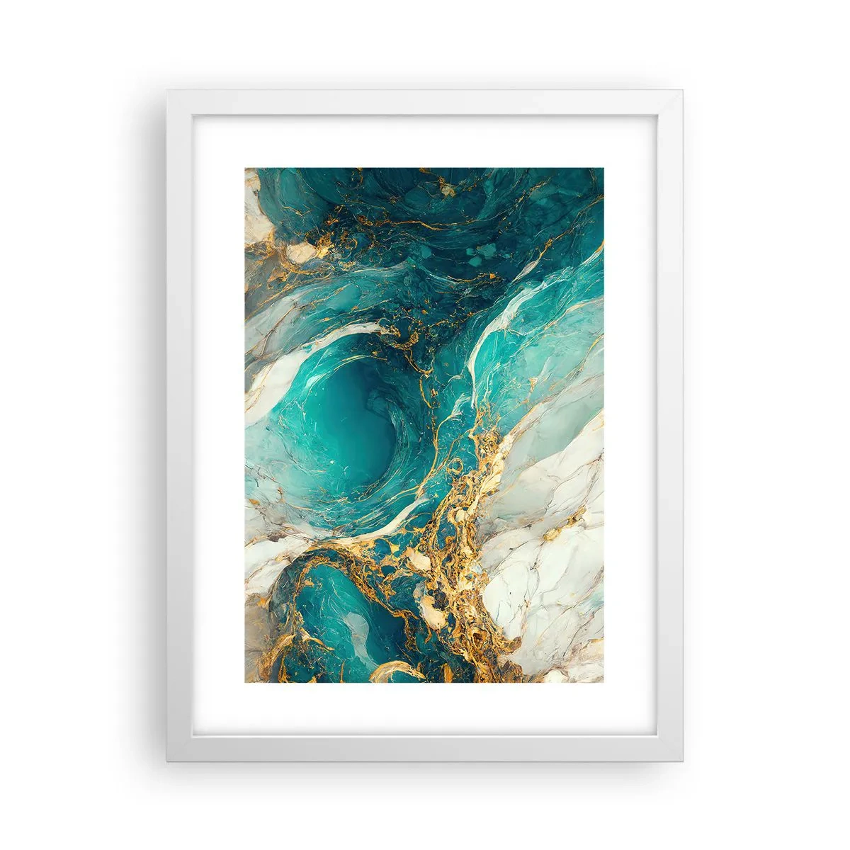 Poster în ramă albă - Compoziție cu vene aurii - 30x40 cm