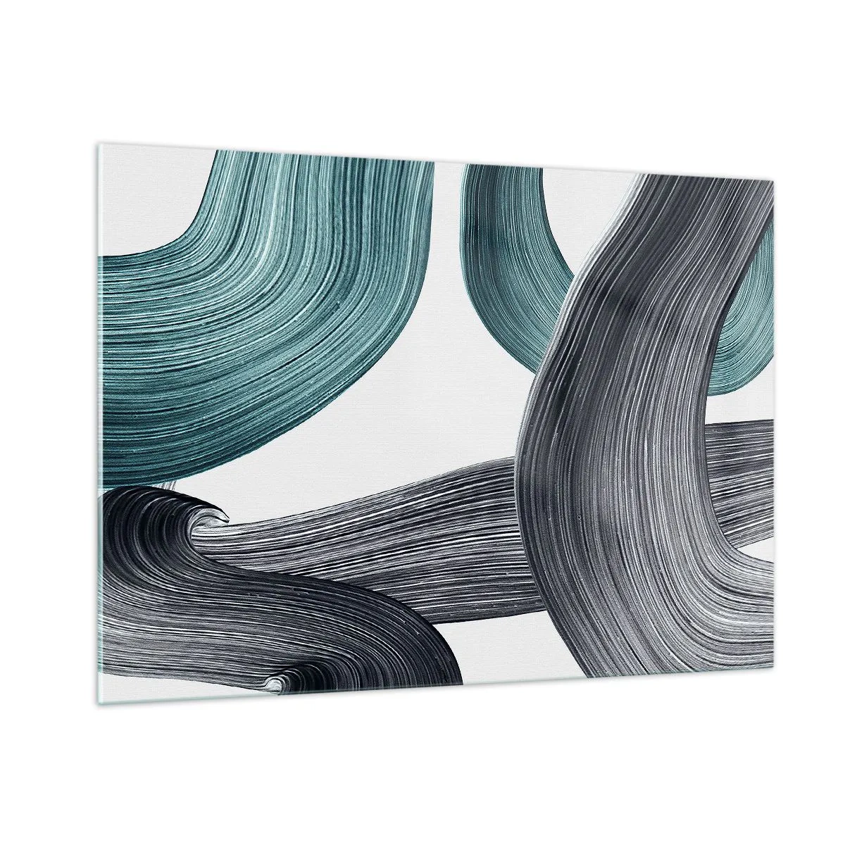 Tablou pe sticlă - Trasee de smarald și negru - 100x70 cm
