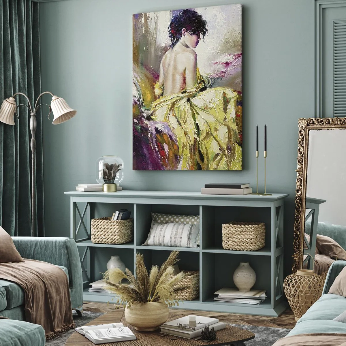 Tablou pe pânză - Mi-aș muia buzele în paharul cu vin de pe masa ta - 50x70 cm