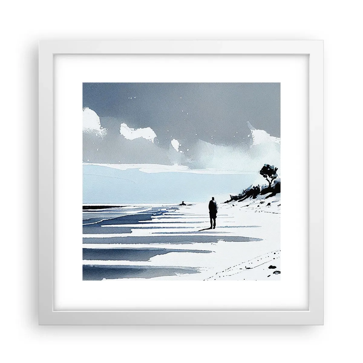 Poster în ramă albă - Singuratic - 30x30 cm