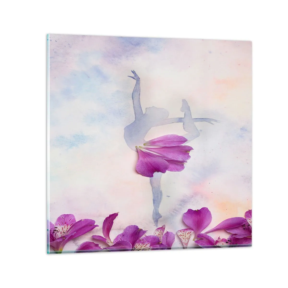 Tablou pe sticlă - Delicată ca o floare - 30x30 cm