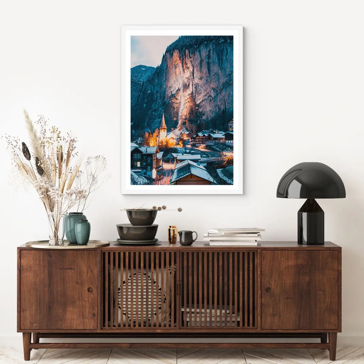 Poster în ramă albă - Spiritul luminos al iernii - 70x100 cm