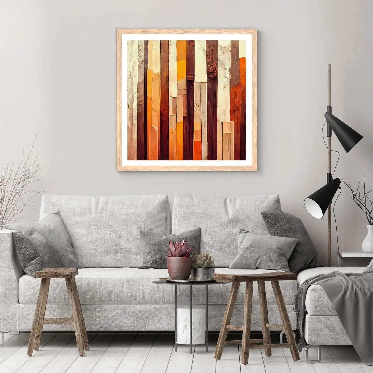 Poster în ramă de stejar deschis - Imnul copacilor din pădure - 60x60 cm