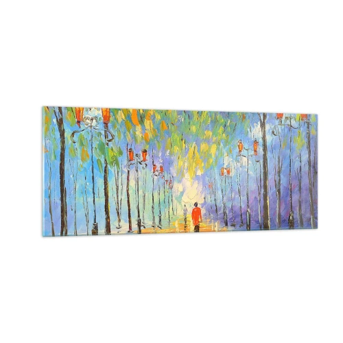 Tablou pe sticlă - Cântecul de noapte al ploii - 100x40 cm