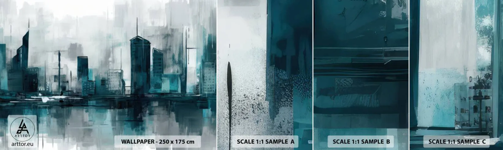 Mostră tapet autocolant Deluxe Sticker - Un oraș de culoarea ploii - Oraș, Arhitectură, Bucată - 100x30 cm