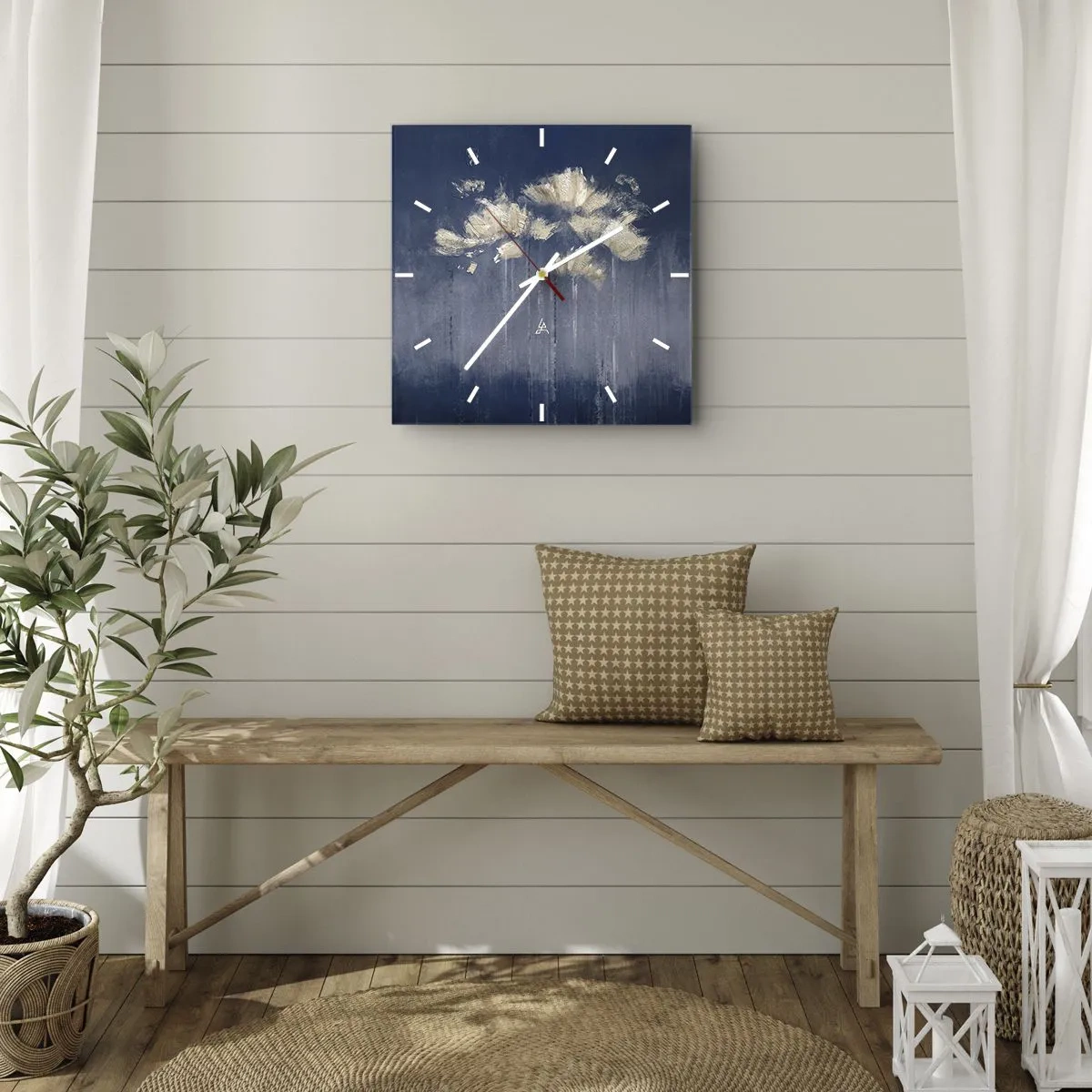 Ceas de perete - Ceas pe sticlă - Ca petalele în vânt - 30x30 cm