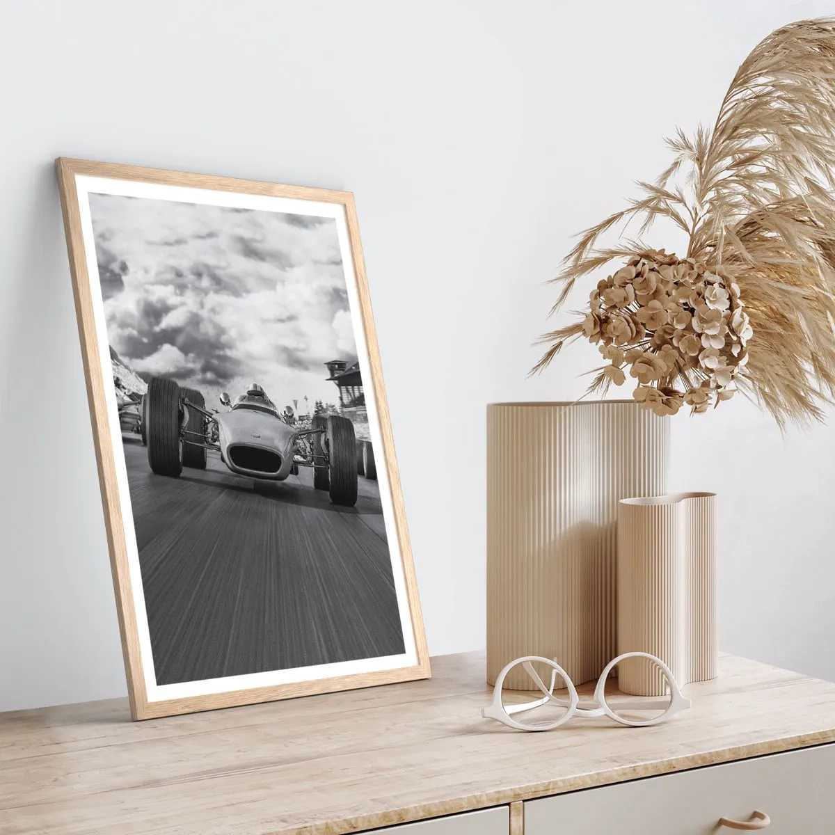 Poster în ramă de stejar deschis - Cai putere! - 50x70 cm