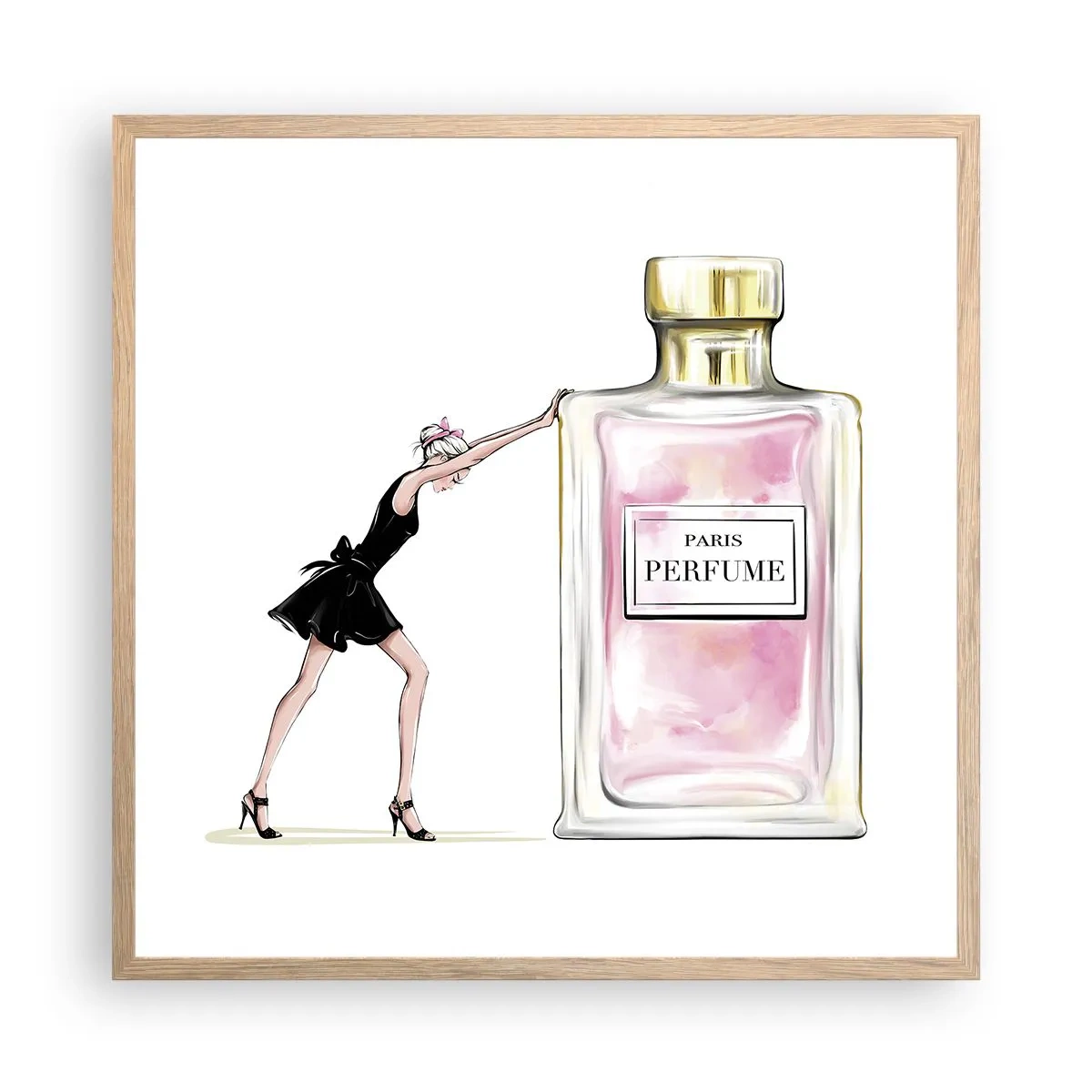 Poster în ramă de stejar deschis - Esența feminității - 60x60 cm