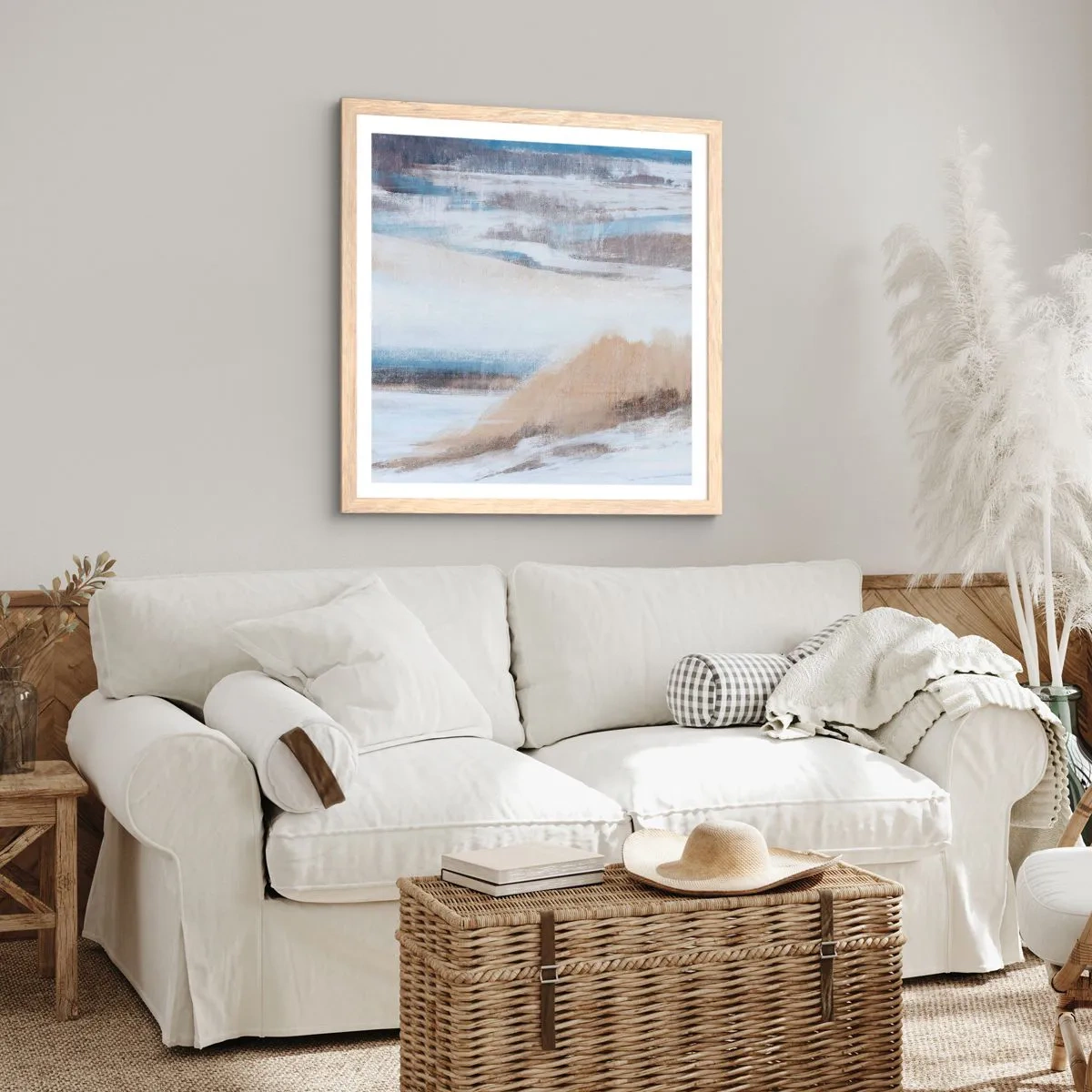 Poster în ramă de stejar deschis - Compoziție de iarnă - 50x50 cm