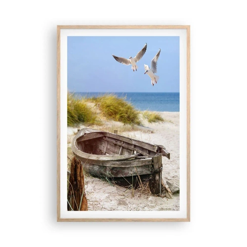 Poster în ramă de stejar deschis - Scăldate în vânt - 61x91 cm