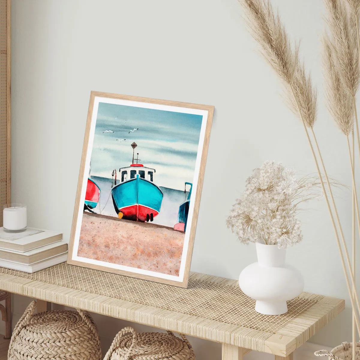 Poster în ramă de stejar deschis - Gata pentru pescuit - 61x91 cm