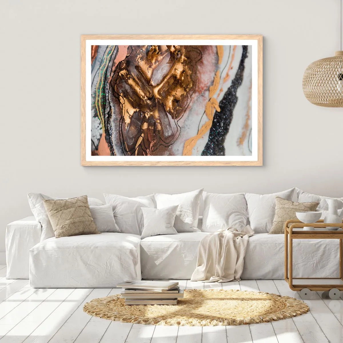 Poster în ramă de stejar deschis - Elementul pământ - 70x50 cm