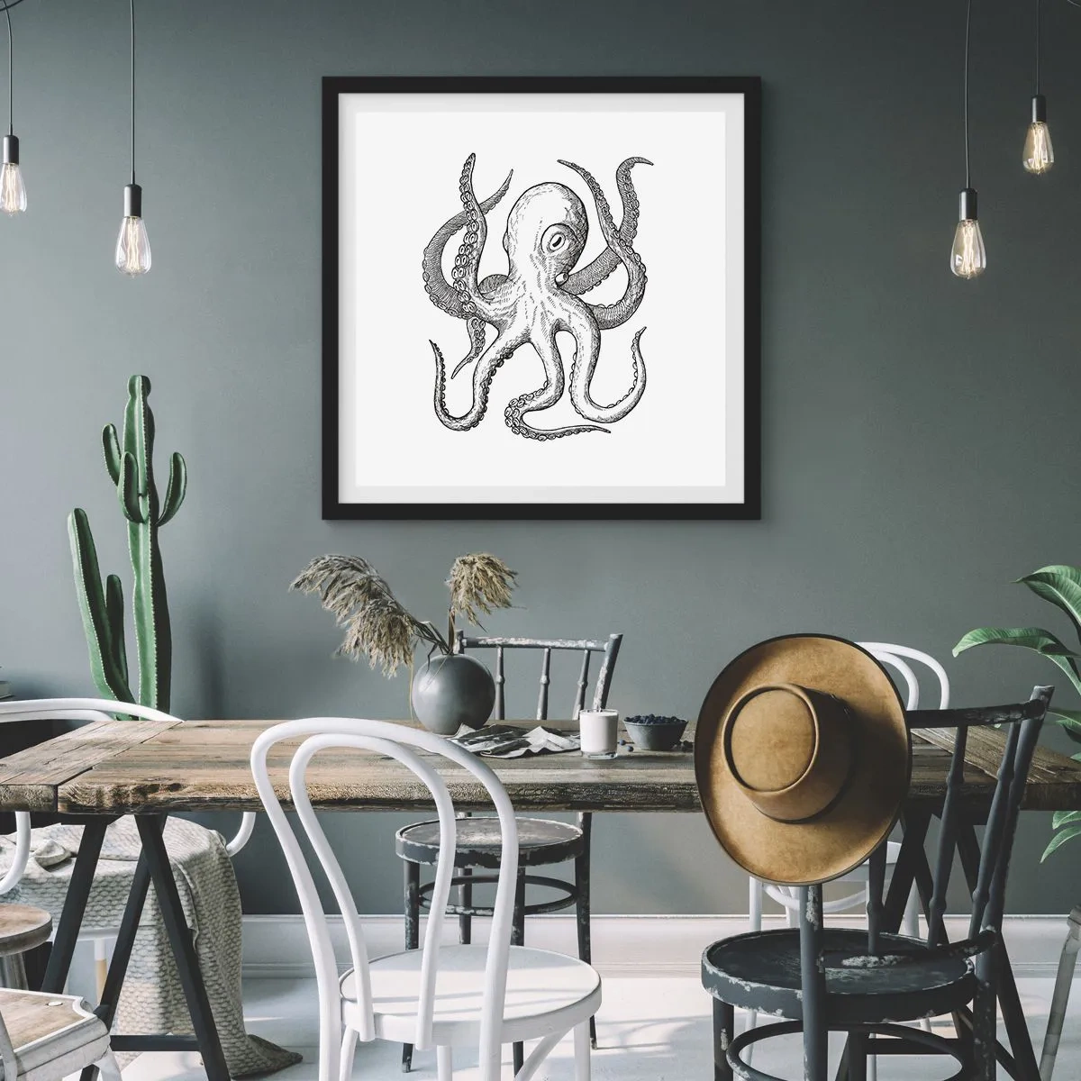 Poster în ramă neagră - Dansând cu valurile - 60x60 cm