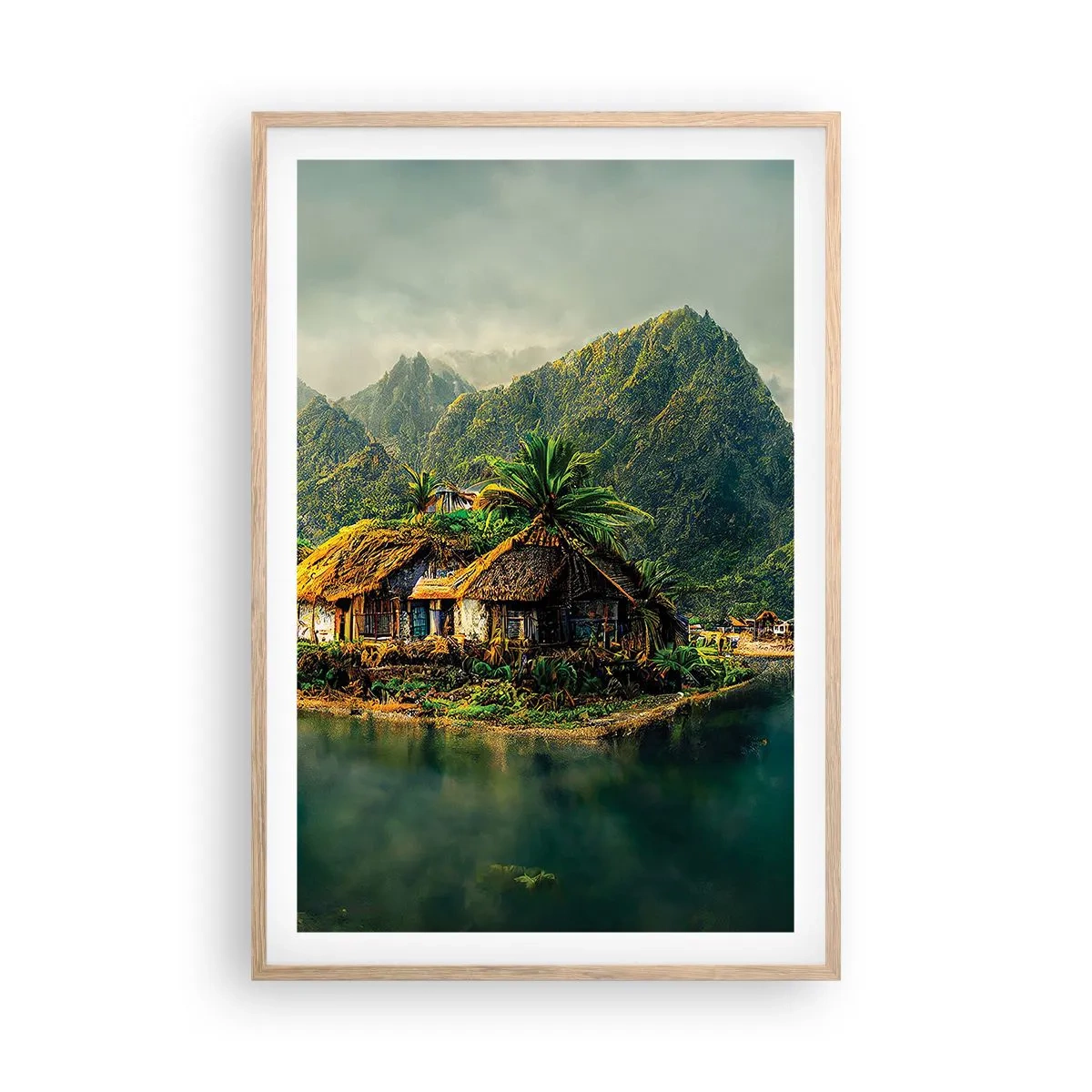 Poster în ramă de stejar deschis - Paradisul tropical - 61x91 cm