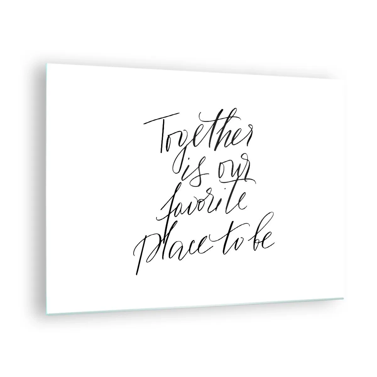 Tablou pe sticlă - Inscripție caligrafică minimalistă pe fundal alb - 70x50cm - O simți și tu? - Decorațiune modernă pentru perete pentru living și dormitor ARTTOR
