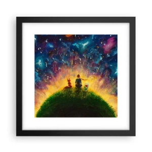 Poster în ramă neagră - Dragoste și prietenie - întreaga lume - 30x30 cm