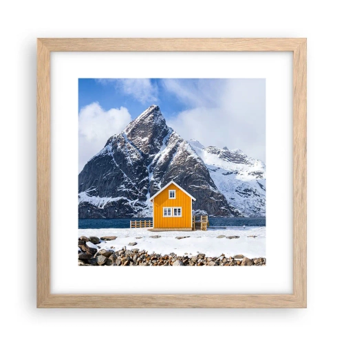 Poster în ramă de stejar deschis - Vacanță scandinavă - 30x30 cm