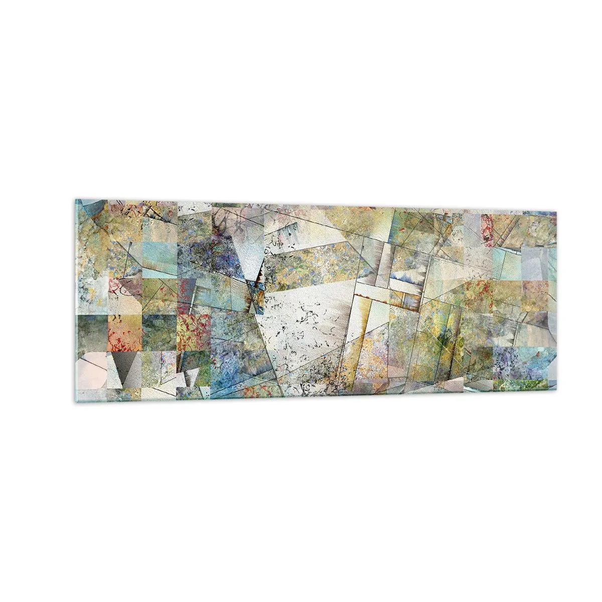 Tablou pe sticlă - Remaniere geometrică - 140x50 cm