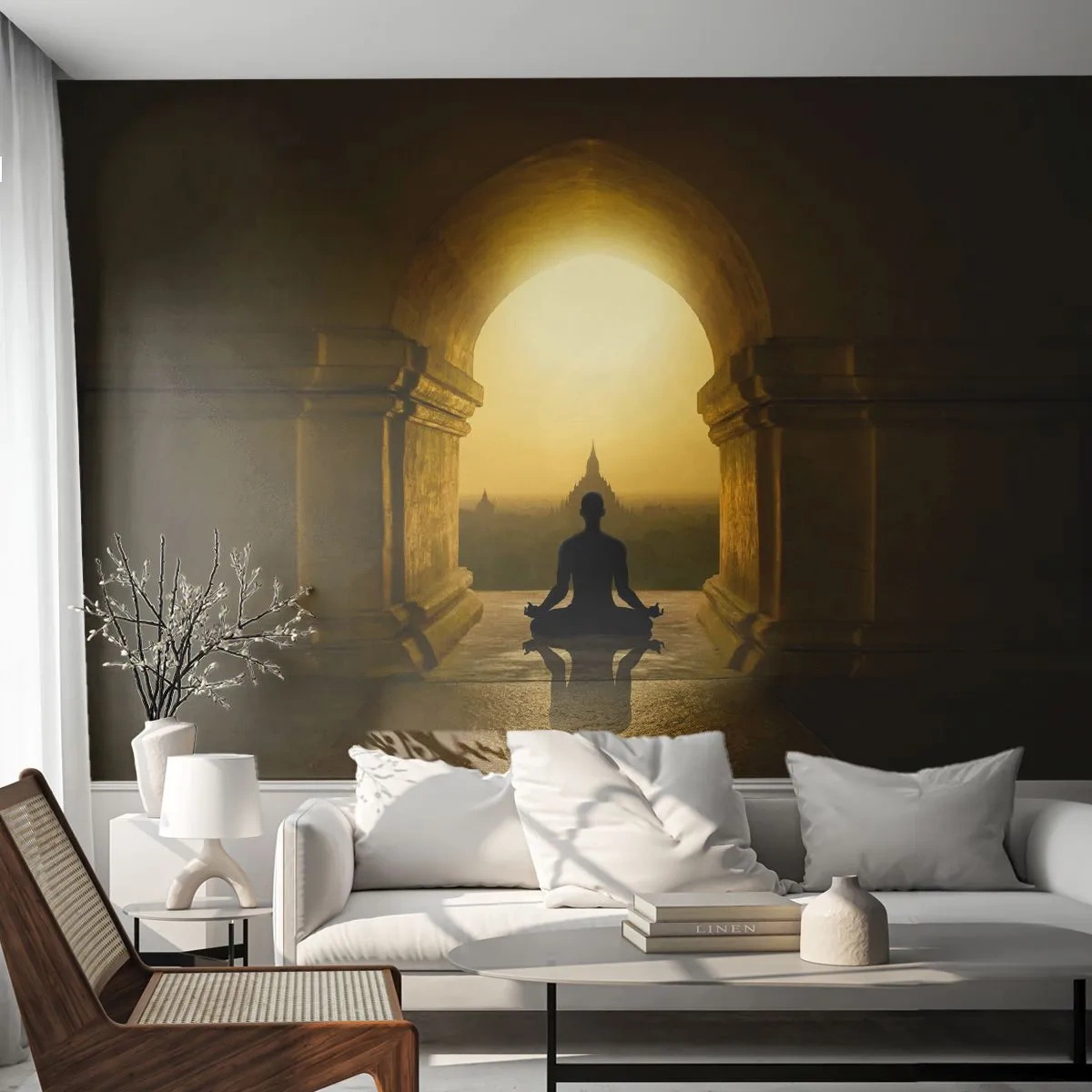 Tapet Premium Sand - Armonie completă - Meditaţie, Templu, Buddha - 350x256 cm