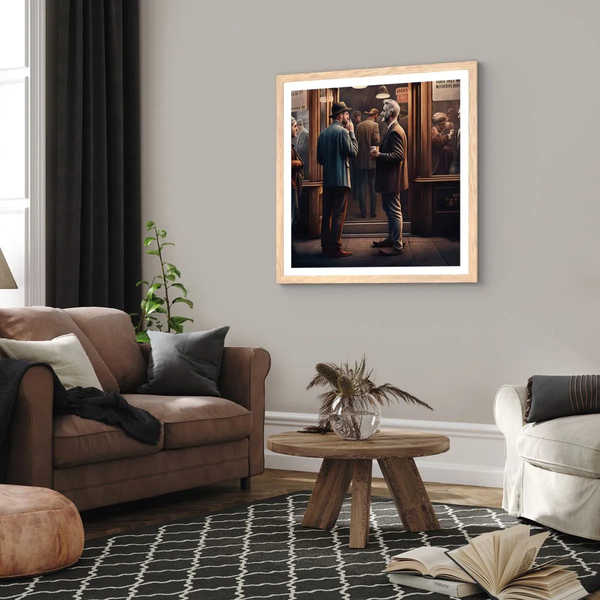 Poster în ramă de stejar deschis - Cel mai bun moment al zilei - 40x40 cm