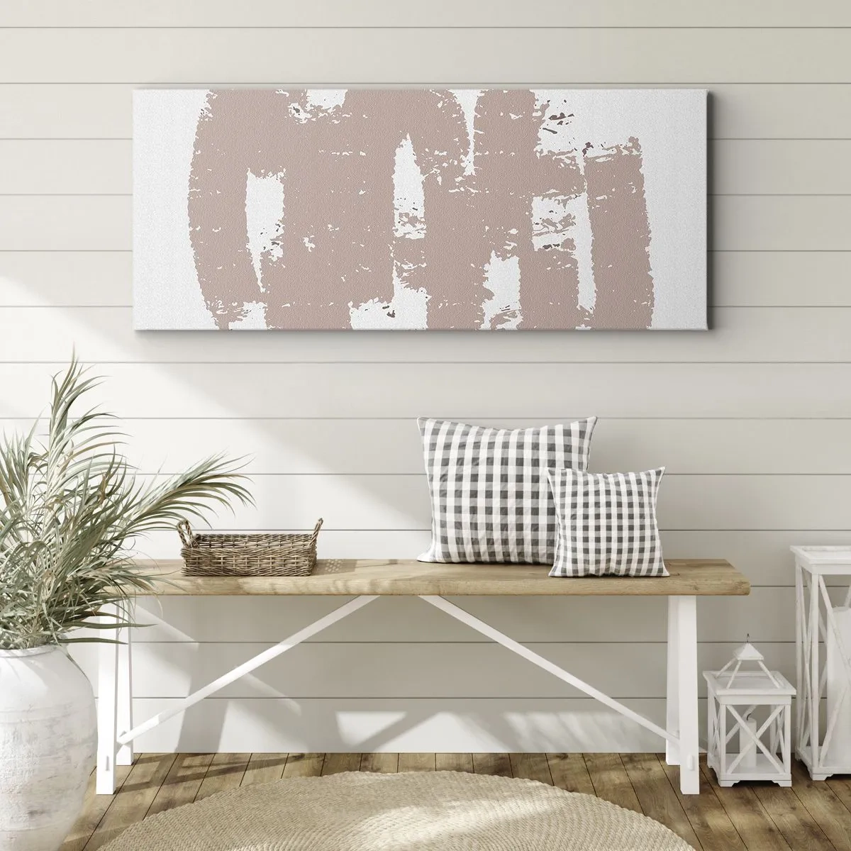 Tablou pe pânză - Abstracție în roz moale - 100x40 cm