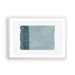 Poster în ramă albă - Crescute pe albastru - 70x50 cm