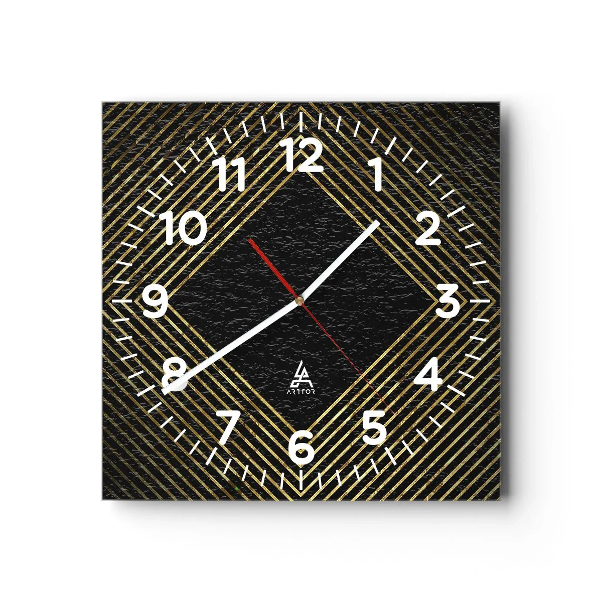 Ceas de perete - Ceas pe sticlă - Geometrie în stil glamour - 30x30 cm